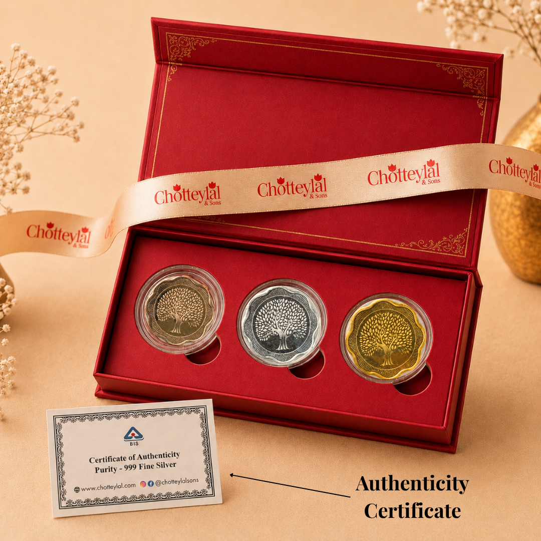 The Blooming Fortune – Set of 3 Floral Silver Coins, 2g Each