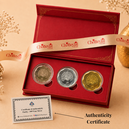 The Blooming Fortune – Set of 3 Floral Silver Coins, 2g Each