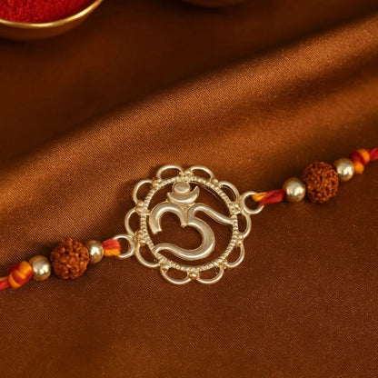 Spiritual Harmony Rakhi – Om Symbol in Polished 92.5 Silver Finish