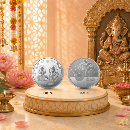 MMTC Lakshmi Ganesh Ji 10 gm Silver Round Shape | 999 Pure Silver
