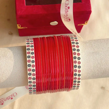 Pure Pearl Classic Heritage Diamond Maroon Chooda Set of 21