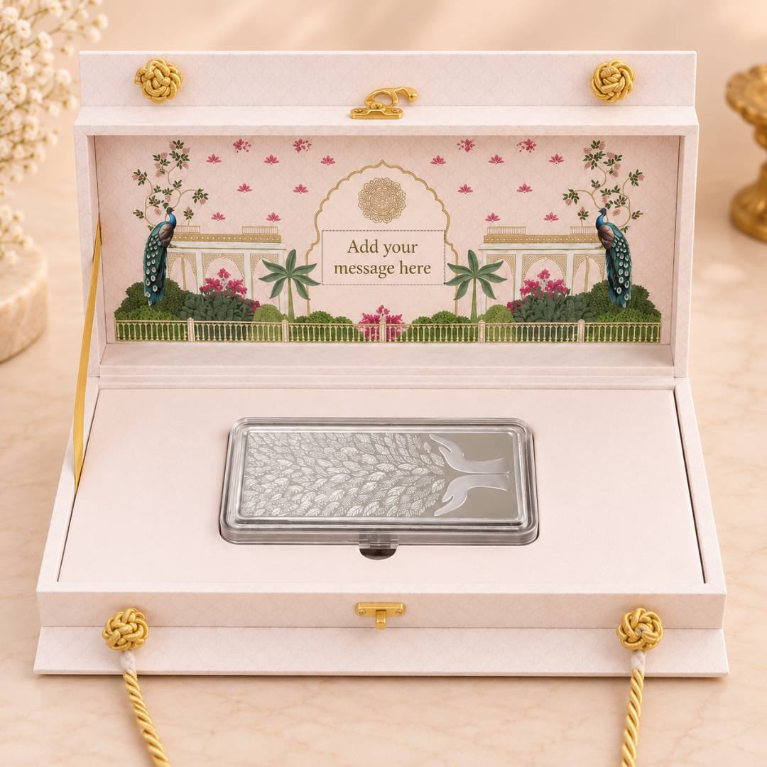 Leaf in Hand 1 Kg Premium Silver Gift Bar with Premium Packaging Box