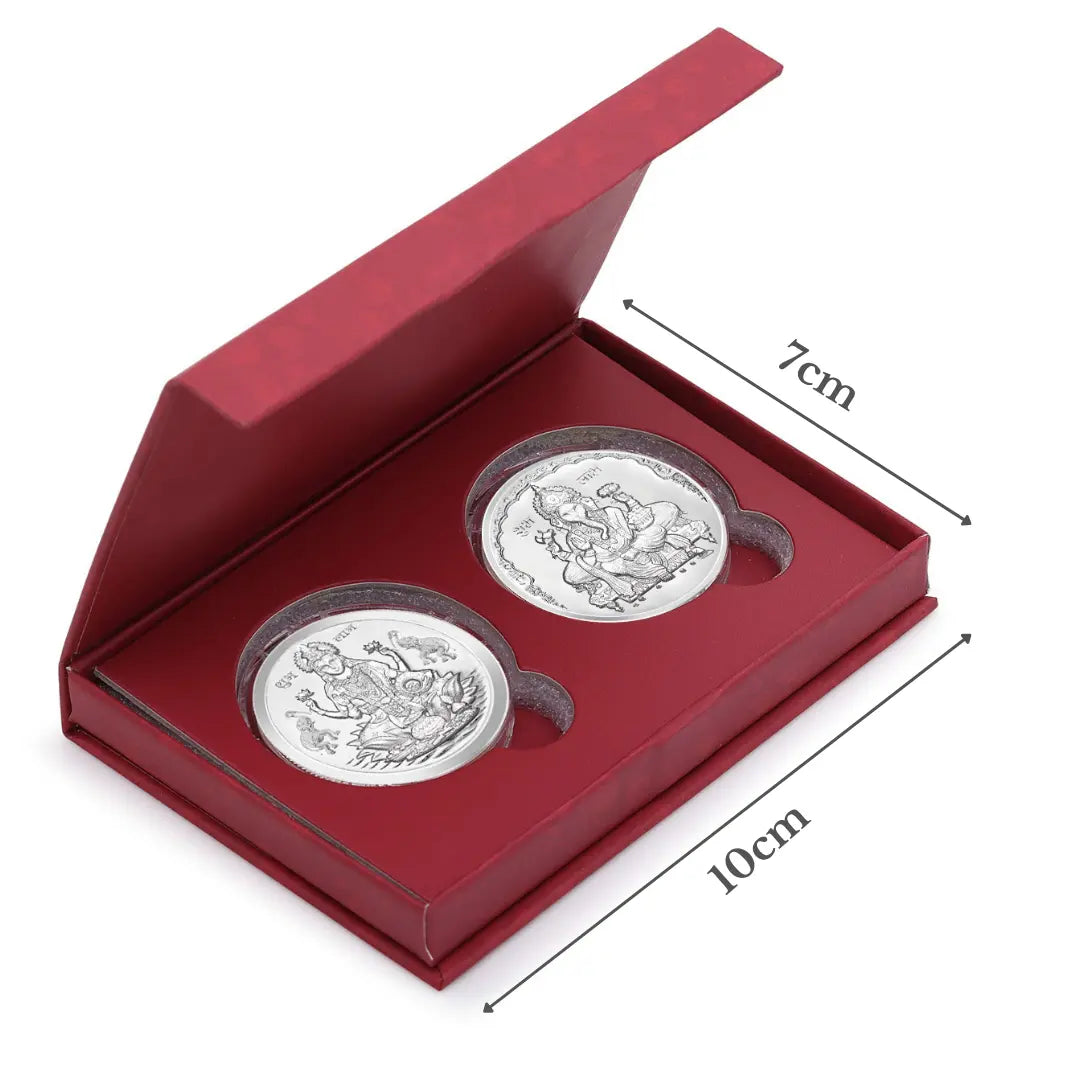 999 Pure Laxmi Ganesh ji 20 gram Silver Coin With Red box