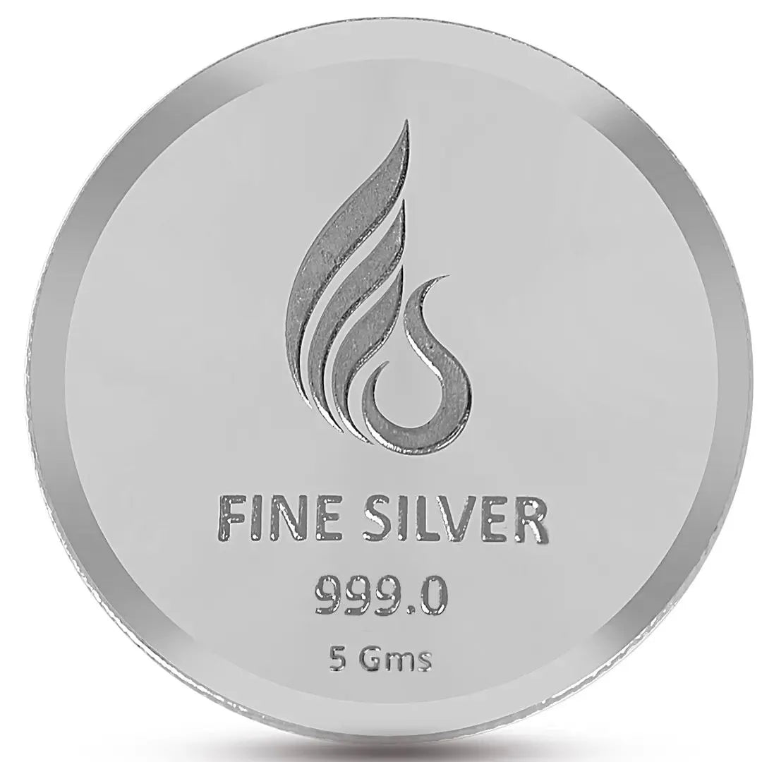 Banyan Tree Design, Silver Finish, Round Shape, Set of 3 Coins (3 Gram Each), 999 Purity Silver Coin - Customizable Packaging