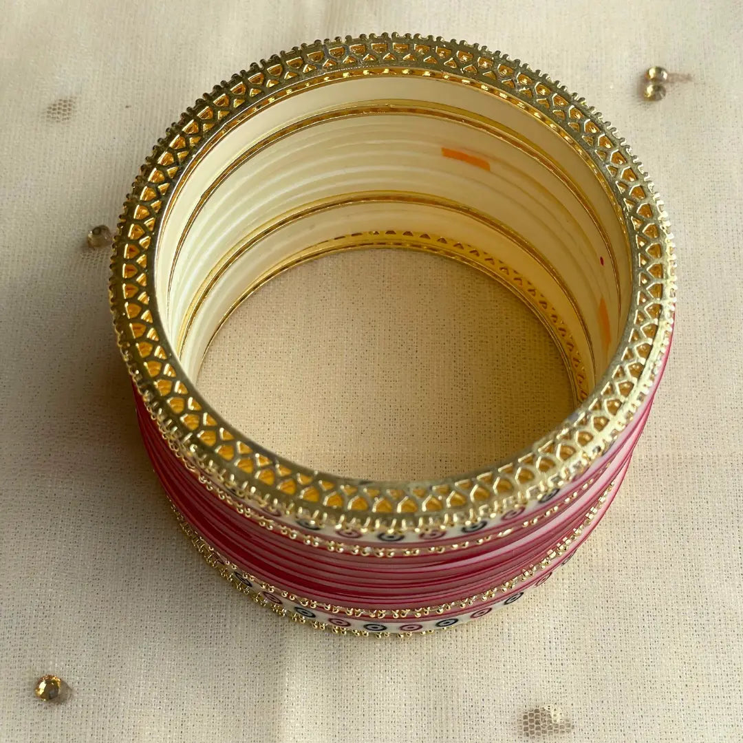 Pure Pearl Classic Heritage Diamond Dark Red Chooda Set of 21