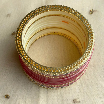 Pure Pearl Classic Heritage Diamond Dark Red Chooda Set of 21