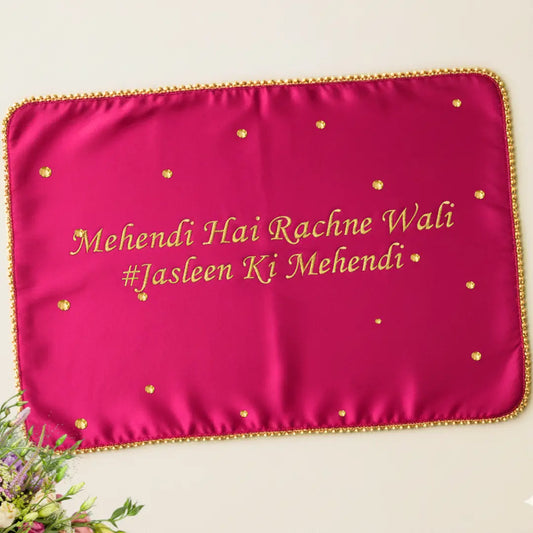Dark Pink Mehndi Mat Customizable With 2 Line Text