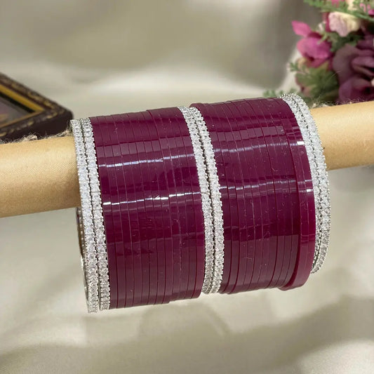 Wine Shimmer: AD Bangles Chooda Ensemble