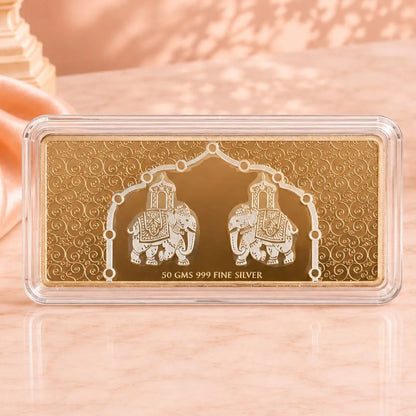 Two Elephant 50g 999 Pure Silver Coin with Premium Pink Gift Box