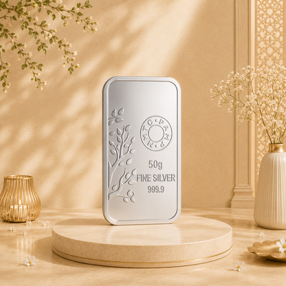 MMTC Banyan Tree 50 gm Silver Bar Shape