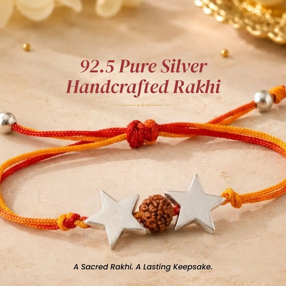 Celestial Spark Rakhi – Star Elegance Crafted in 92.5 Sterling Silver