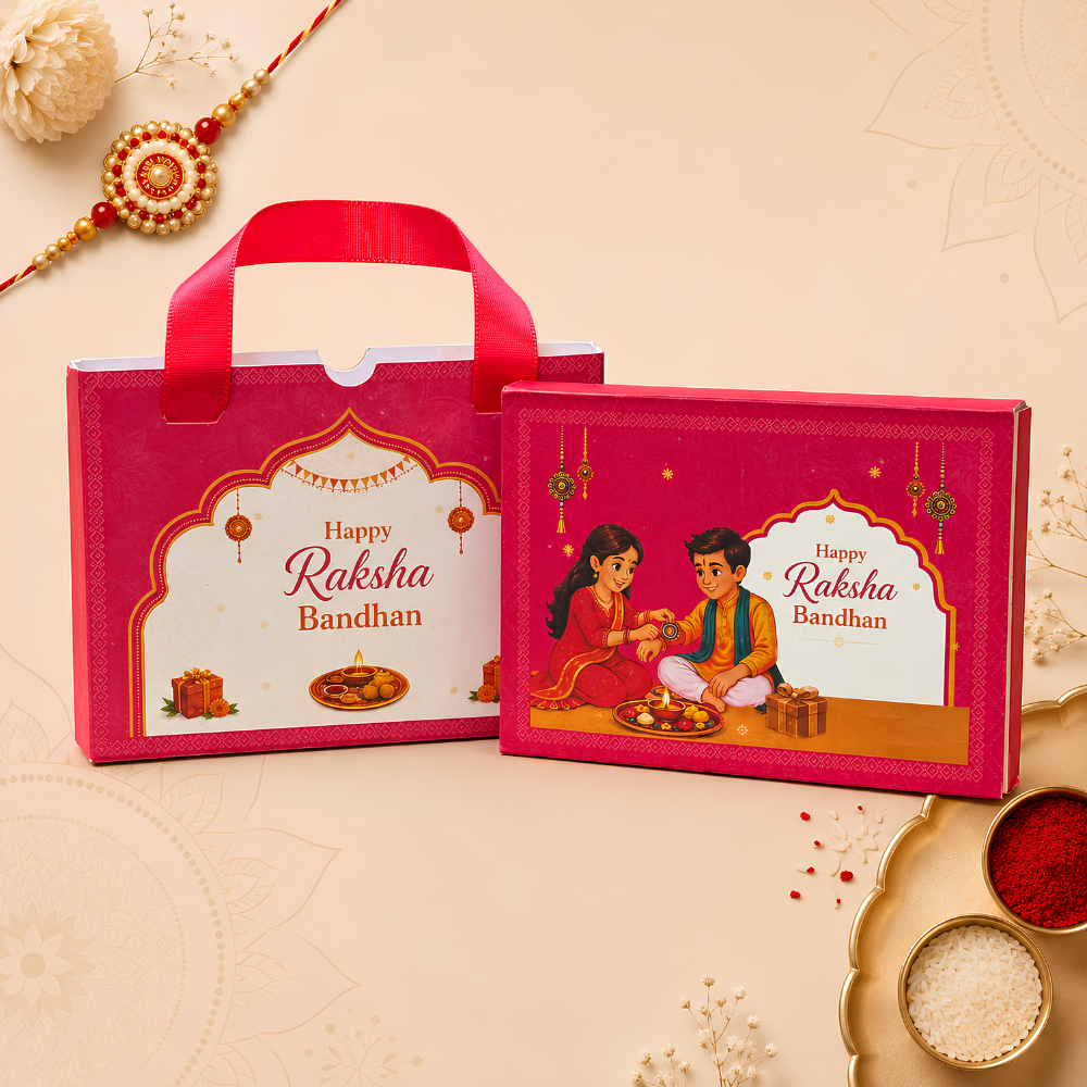 Premium Rakhi Silver Coin Gift Box with Carry Bag