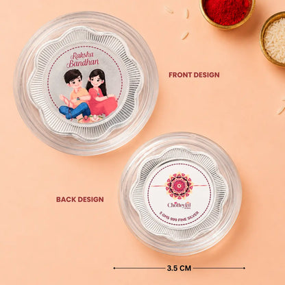 Sibling Goals Rakhi Gift – Floral UV Printed 5g Silver Coin