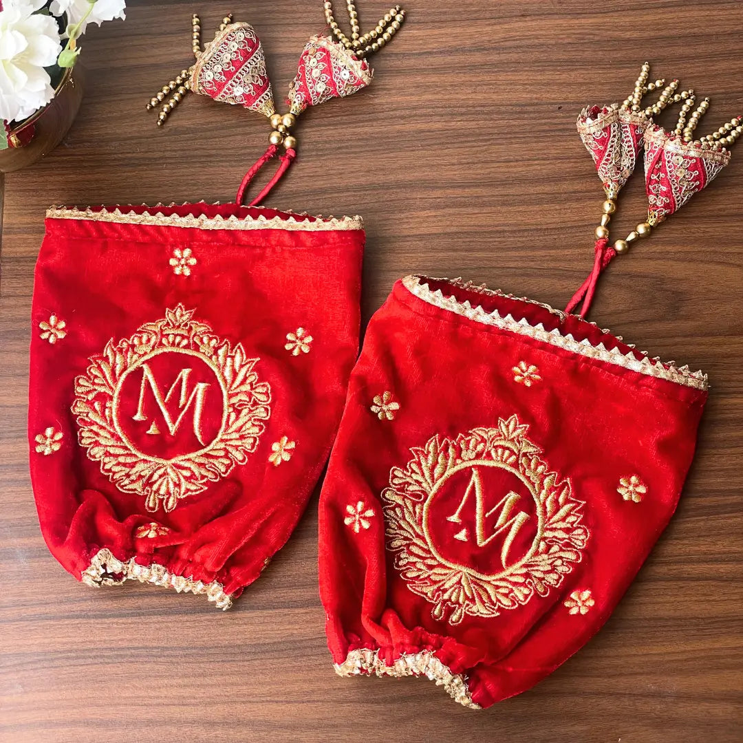 Classic Velvet Red Chooda Cover – Logo Only | Chotteylal and Sons