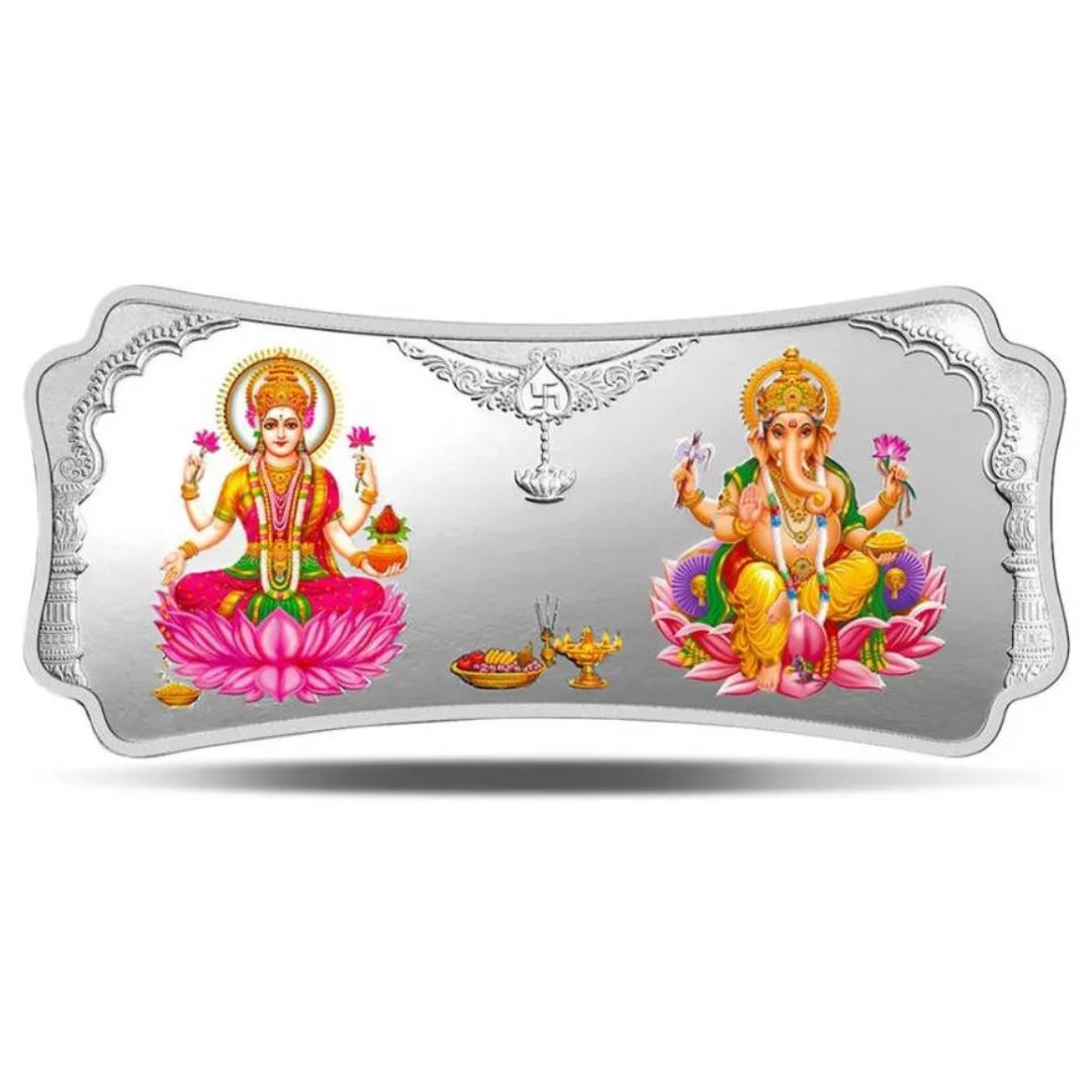 MMTC Stylised Lakshmi Ganesh 50 gm 999 Pure Silver Bar