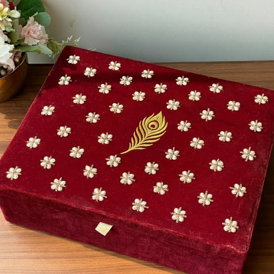 Premium Dark Red Customised Chooda Box with Logo