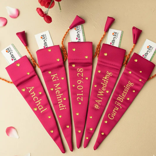 Dark Pink Mehendi Cone Cover -  Customise Name, Text, Initials, Etc.