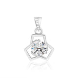 Sterling Silver Triangular Shape Solitaire Pendant with Box Chain
