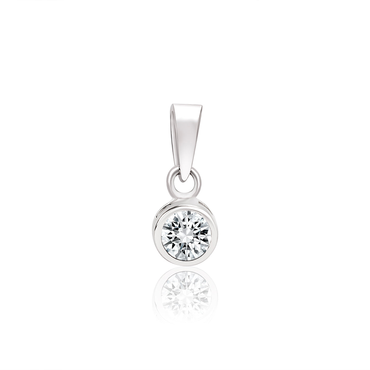 Sterling silver Round Cut Shape Solitaire pendant with Box chain