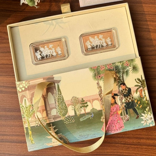 Shubh Vivah Baraati Design, Rose Gold Finish, Set of 2 (10 g Each) ,999 Silver Coin Gift Set