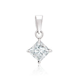 Sterling silver Box Chain With Princess Cut Shape Solitaire pendant