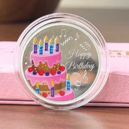 Colorful Happy Birthday, UV Printed, Round Shape, Single (10 Gram), 999 Purity Silver Coin - Ready To Ship