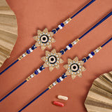 Men's Rakhi - Flower with Evil Eye Design - Set of 3