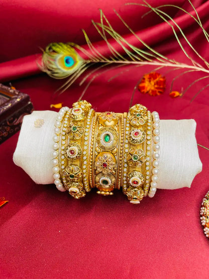 Golden Radiance: Antique Bridal Kada Sets