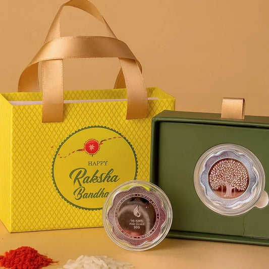 Evergreen Love Raksha Bandhan 10 gram Silver Coin - 999 Purity Silver Coin