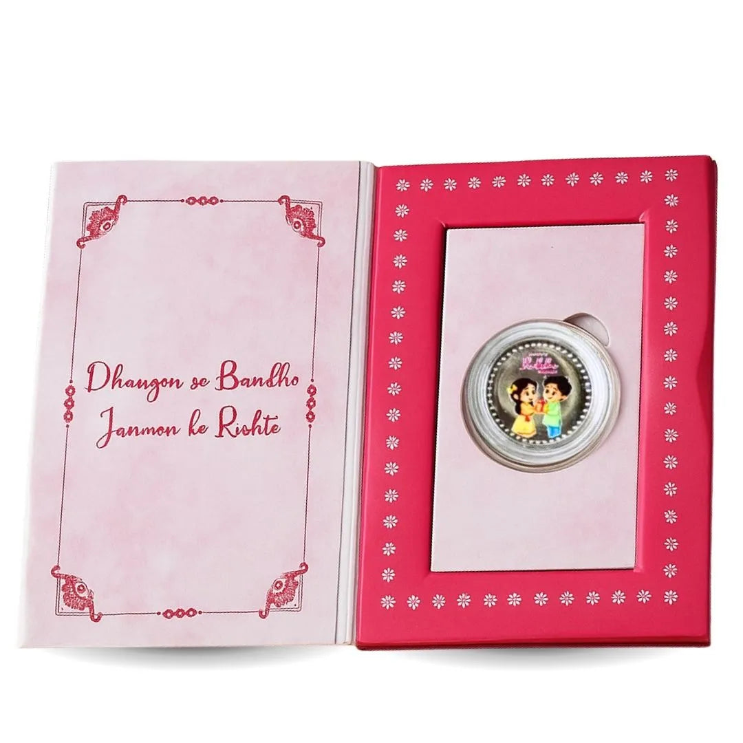Token Of Love 1gm Silver Coin Rakhi Gift Box - 999 Purity Silver Coin