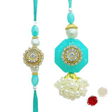 Pair Rakhi - Yellow  and White Pearl Beads