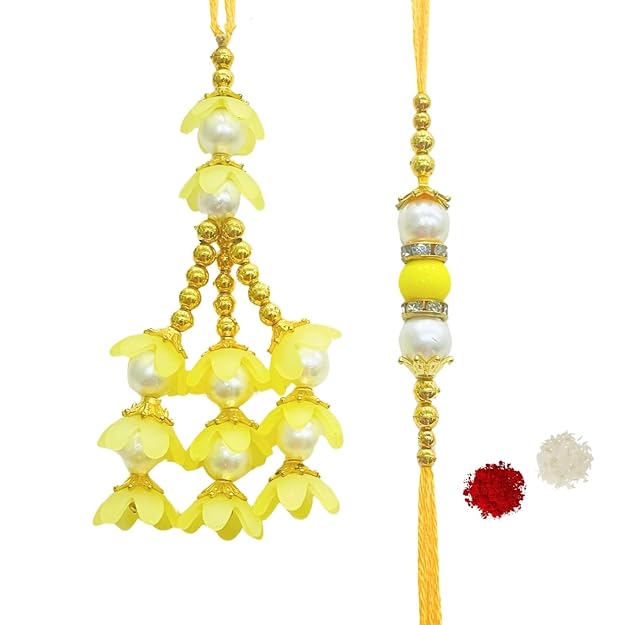 Pair Rakhi - Beautiful Yellow Flower Design