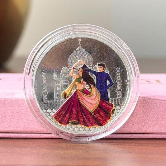 Colorful Dancing Couple, UV Printed, Round Shape, Single (10 Gram), 999 Purity Silver Coin - Ready To Ship