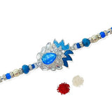 Men's Rakhi -  Blue Stone Blue and Silver Beads