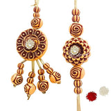 Pair Rakhi - Attractive Design Golden Designer Motifs