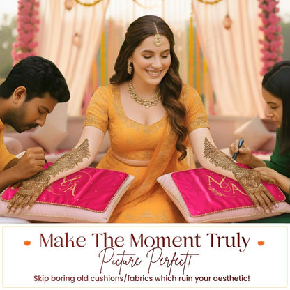 Dark Pink Om Motif Mehendi Mat With 2 Line Text