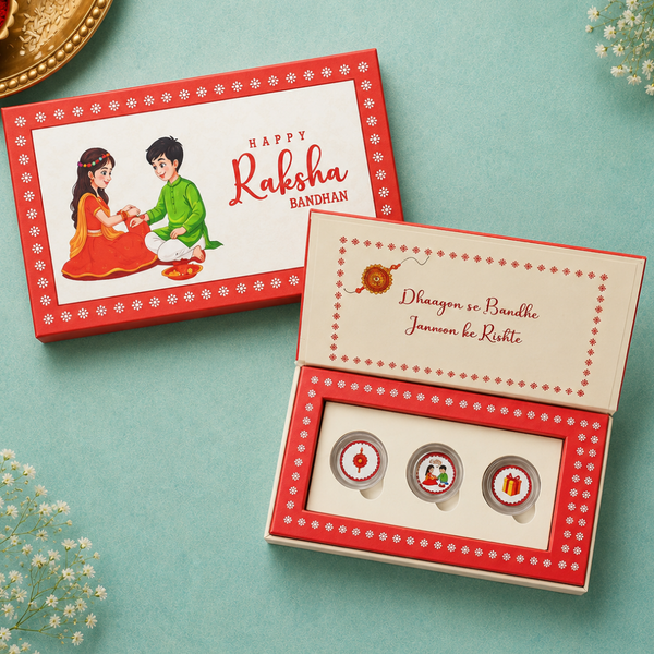 Box of Blessings Red Rakhi Gift, Set Of 3 Coins