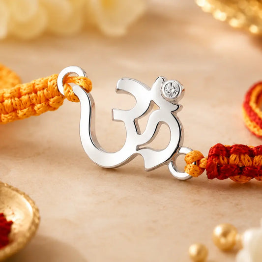 92.5 Silver Om Bracelet Rakhi – Spiritual & Trendy Design for Brother