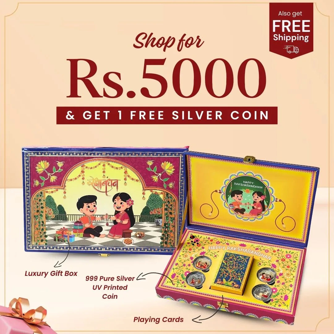 Raksha Bandhan/Bhai Dooj Musical Box With Special Playing Cards - 999 Purity Silver Coins