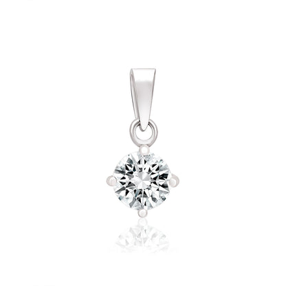 Sterling silver Round Cut Shape Solitaire pendant with Box chain