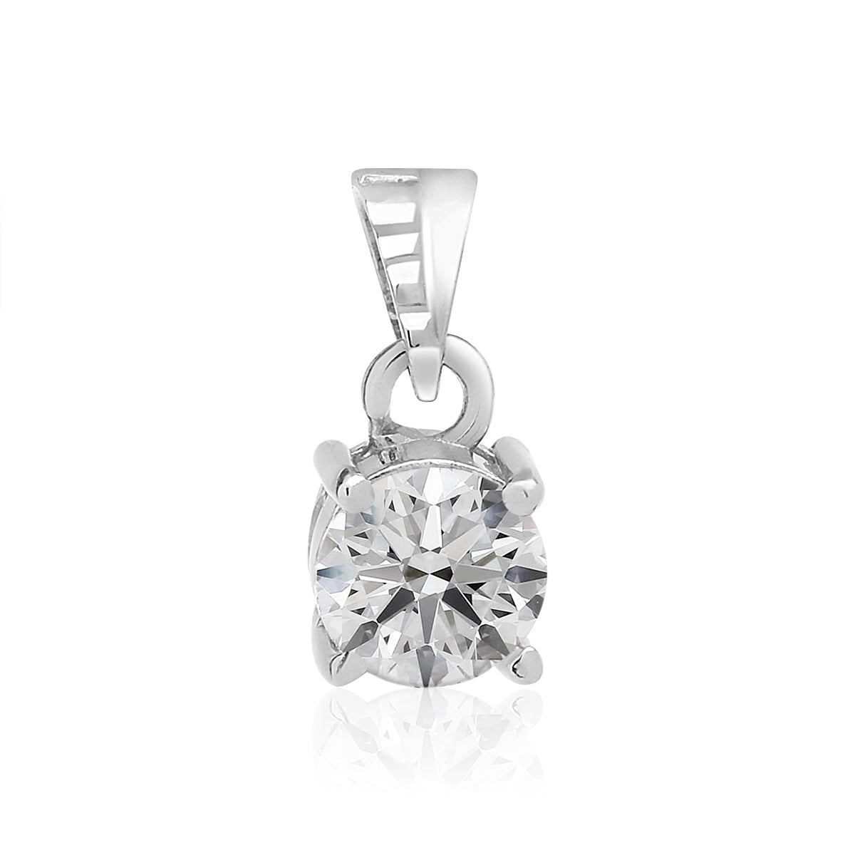 Sterling silver Box chain With Round Solitaire pendant