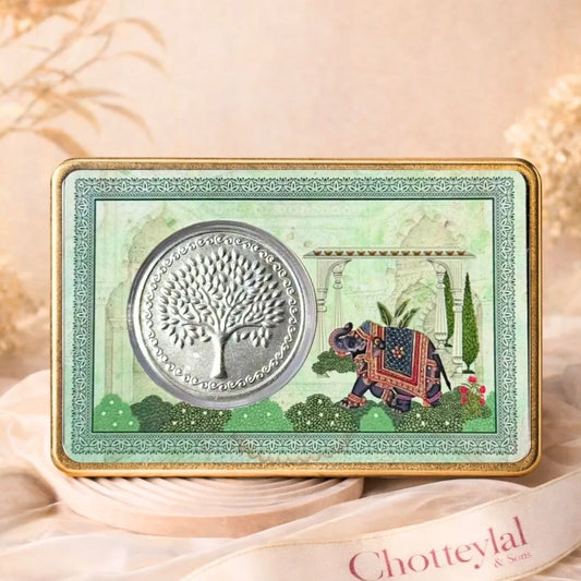 1 g Silver Coin Royal Elephant Card – 999 Pure Silver Wedding & Festive Gift