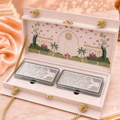 Leaf in Hand 1 Kg Premium Banyan Tree Silver Bar Set of 2 {500g Each}