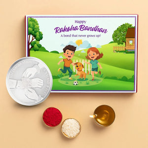 Sibling Goals Rakhi Gift – Rakhi on Hand 10g Silver Coin