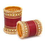 Hand Polished Maroon Chooda Set