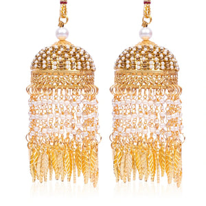 Golden Minimal Pearls & Motifs Bridal Kaleera - Ships Immediately
