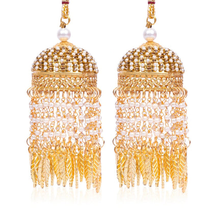 Golden Wide Dome Pearls & Motifs Bridal Kaleera