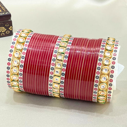 dark red bridal chura 
