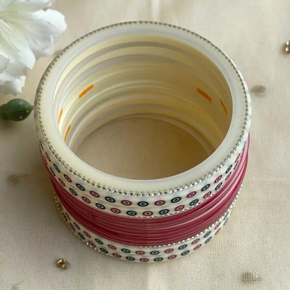 Pure Pearl Classic Heritage Diamond Dark Red Chooda Set of 31