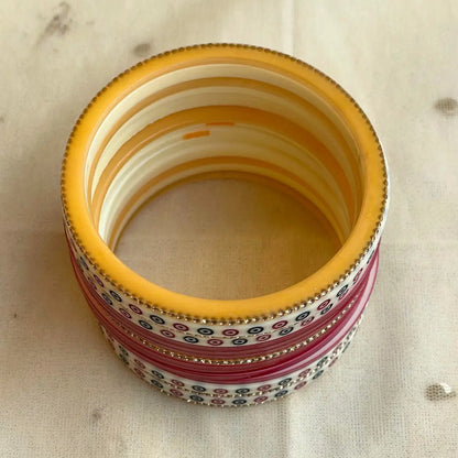 Pure Pearl Classic Heritage Diamond Dark Red Chooda Set of 15